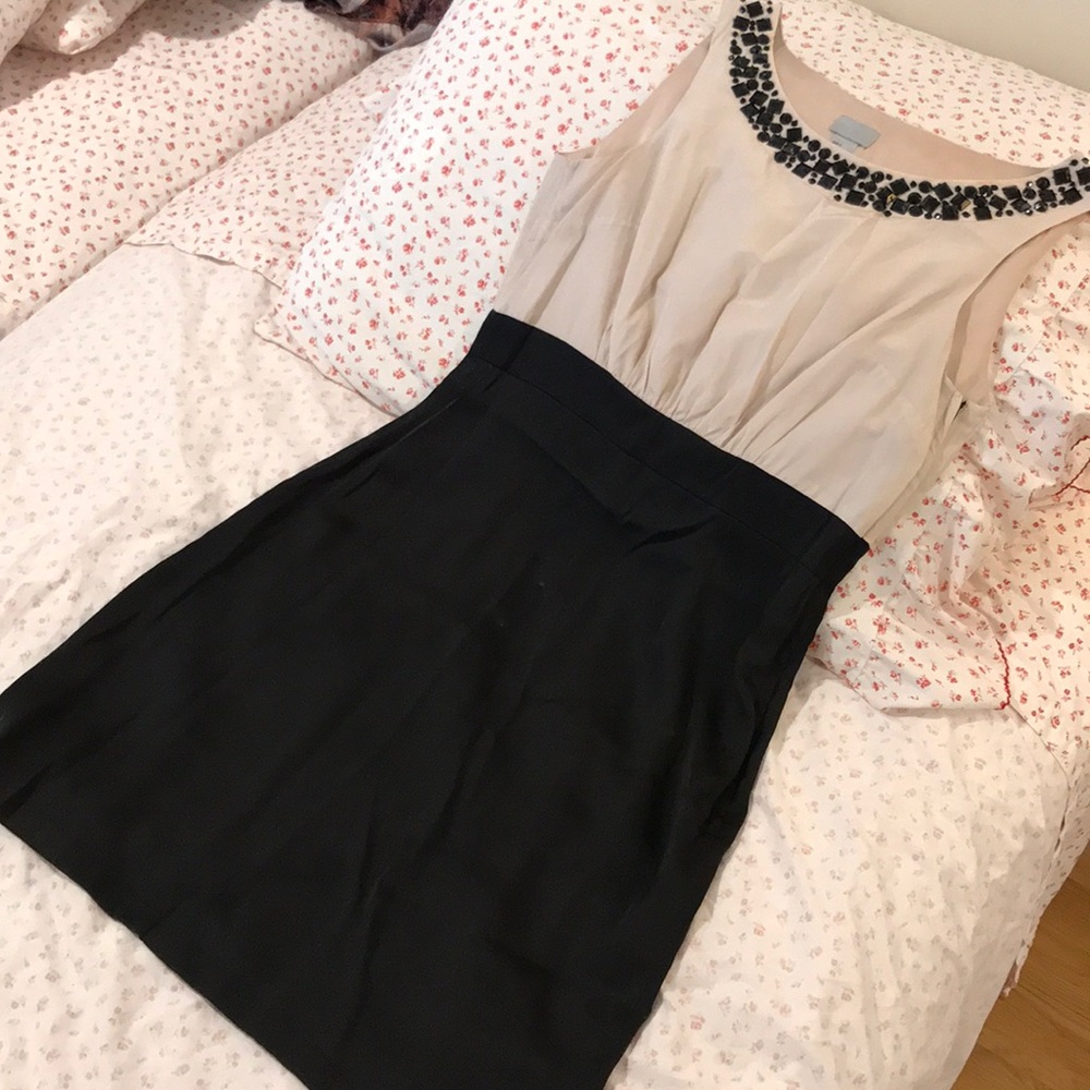 H&M Cream & Black Beaded Cocktail Dress